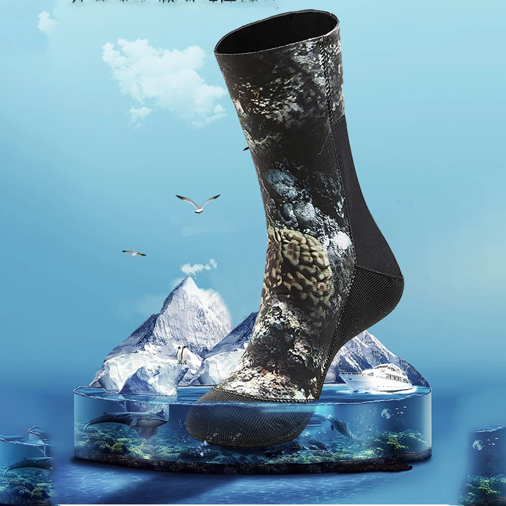 

Неопреновые носки для дайвинга CR 5 мм, неопреновые носки для дайвинга, сохраняющие тепло, камуфляжные, нескользящие носки для подводного плавания