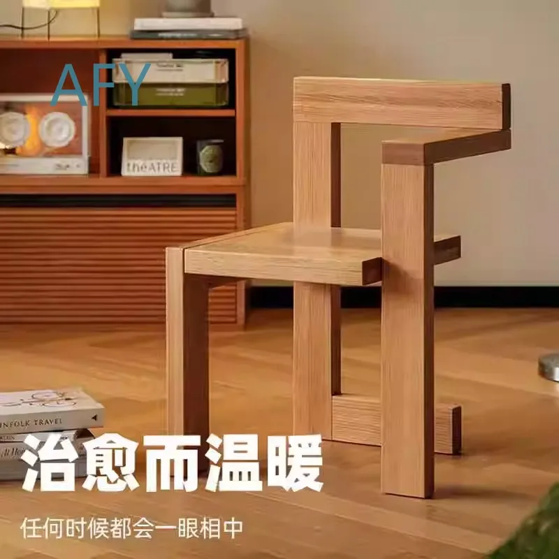 Mid Century Modern Solid Wood Building Block Chair for Dining Room Living Room Office for Adults Kids Vintage Inspired
