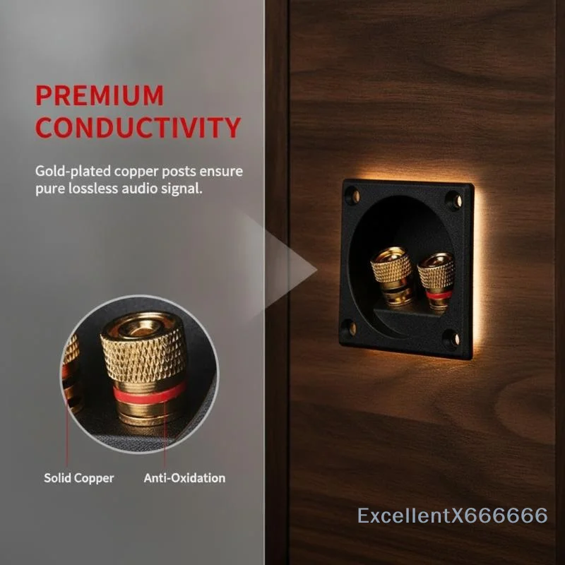 Speaker Terminal Connectors 2 Gilded Banana Jack Rust Resistant Round Boxes Stereo Plug for Speaker Cabinet Retrofit