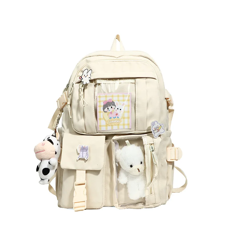 女の子のバックパックかわいいスクールバッグ学生十代の少女ポケット女性のラップトップバックパック原宿新学期 mochilas mujer y2k