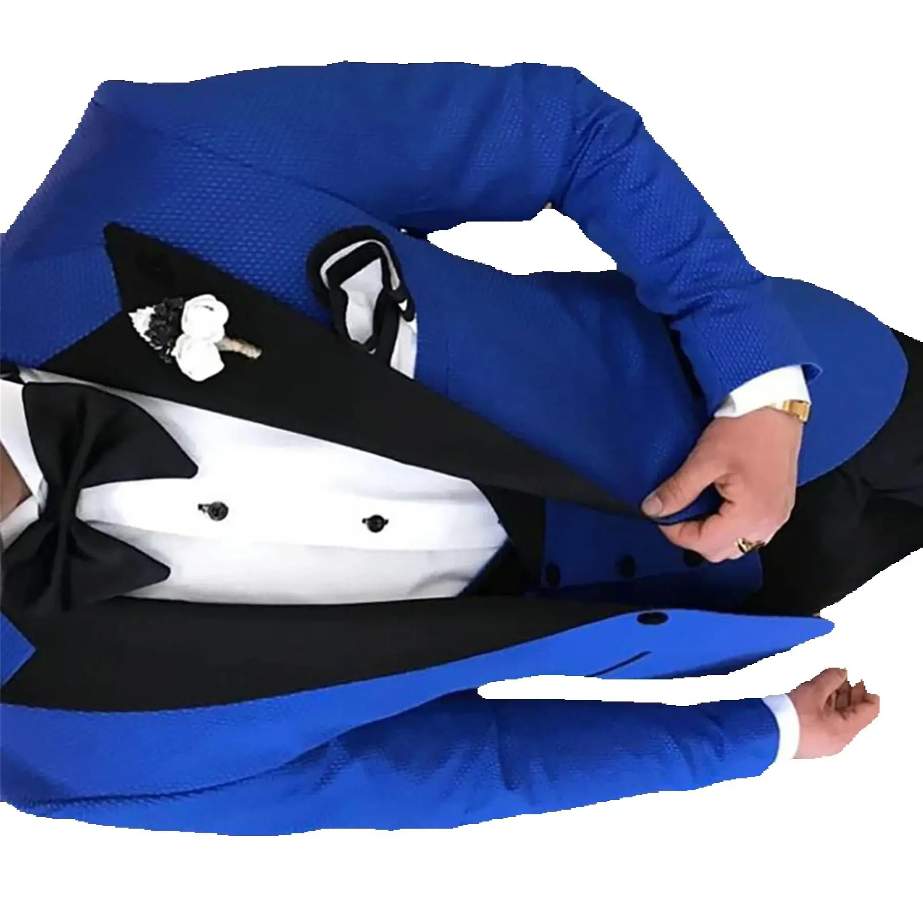 

CustomizedMen's Suit Leisure Blue Suit 3 Pieces Double-breasted Vest Lapel Tuxedos Groomsme For Wedding ,Party (Blazer+Vest+Pant