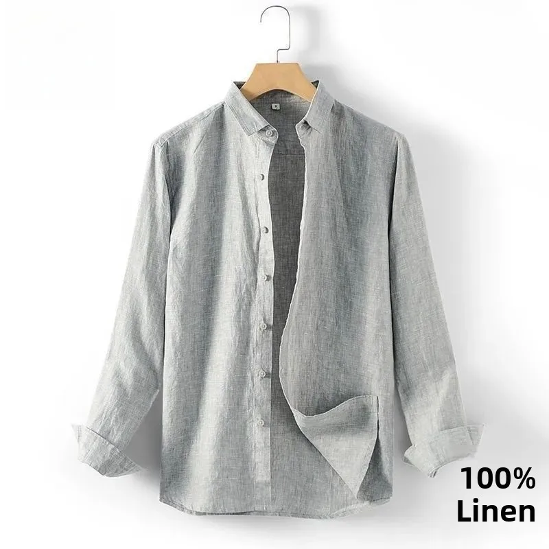 Nuevo Algodón de lino para hombre, fino, suelto, informal, largo, Sve, primavera Otoño, Faion, Material de calidad superior, ajuste cómodo