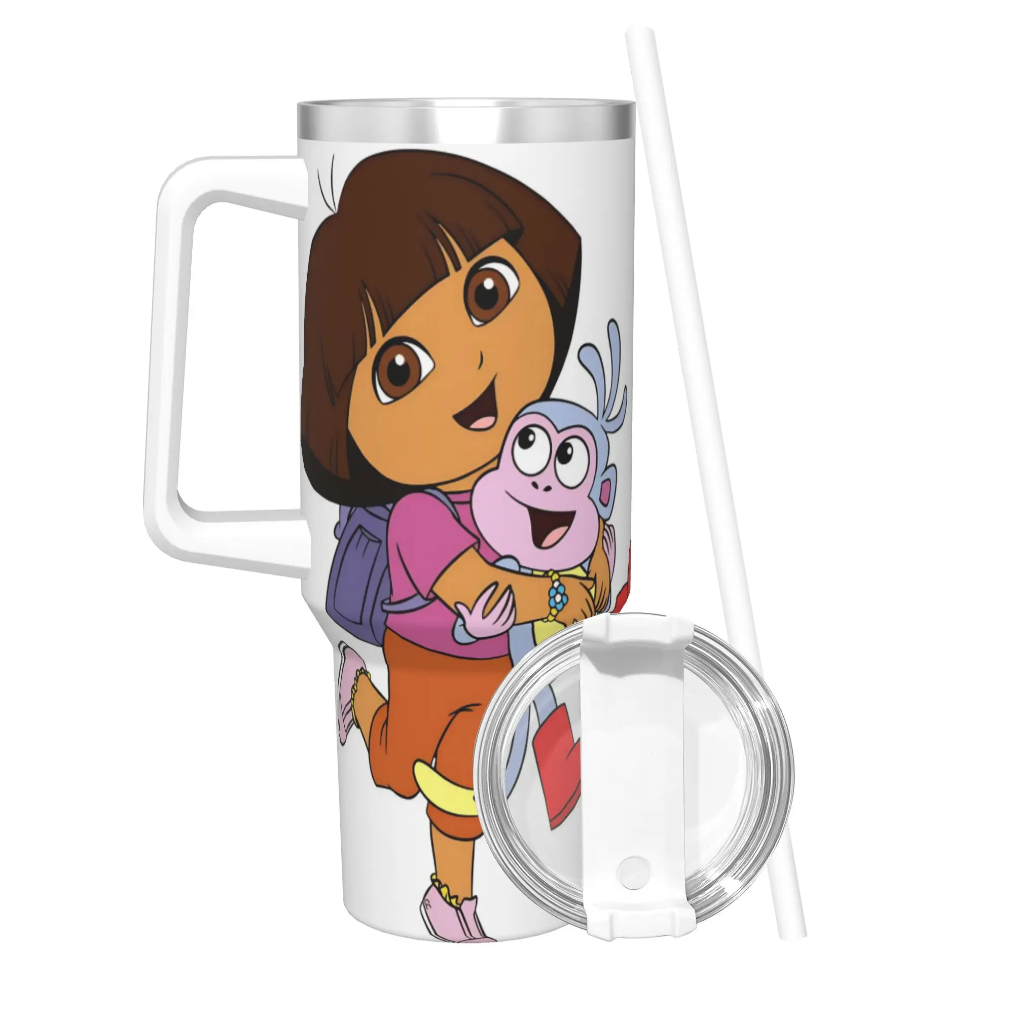 D-Doras The Explorers Tumbler With Straw  Stainless Steel Travel Mugs Double Wall Vacuum Insulated for Cold Or Hot 40oz