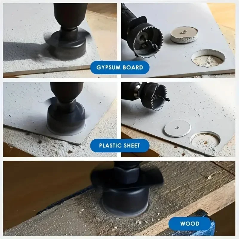 11PCS Woodworking Hole Saw Drill Bit Set 19-64mm For Gypsum Board Ceiling Lights Wood Plastic Puncher Triangle Shank With Case