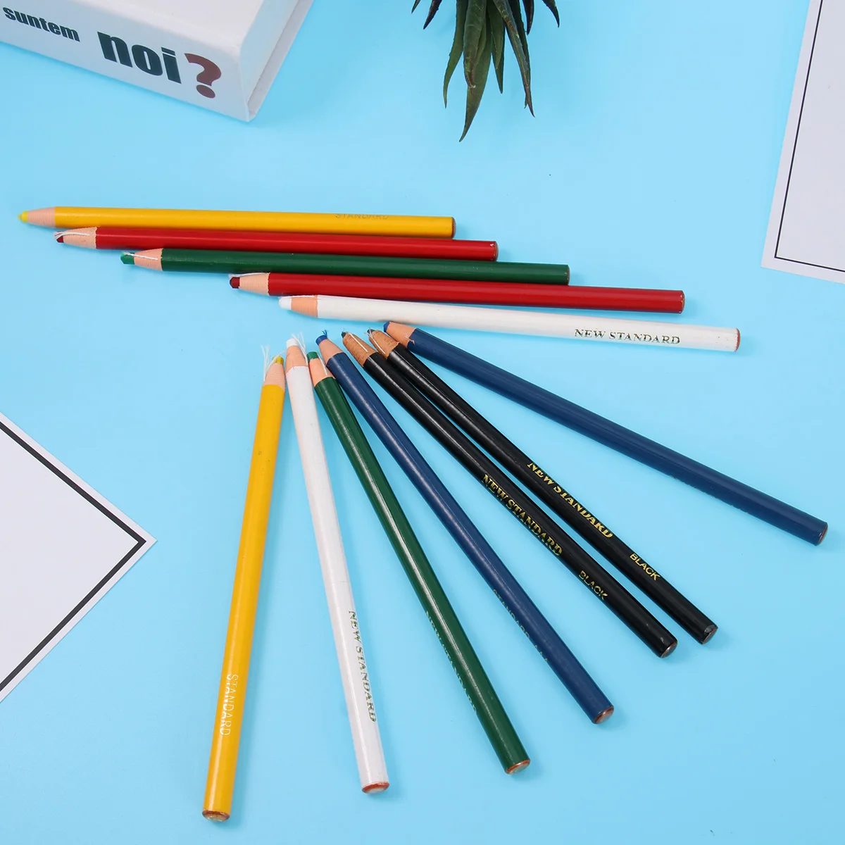 

12pcs Peel-Off China Marker 6 Colors Black Red Blue Green Yellow White Grease Pencil For Ceramic Glass Cloth