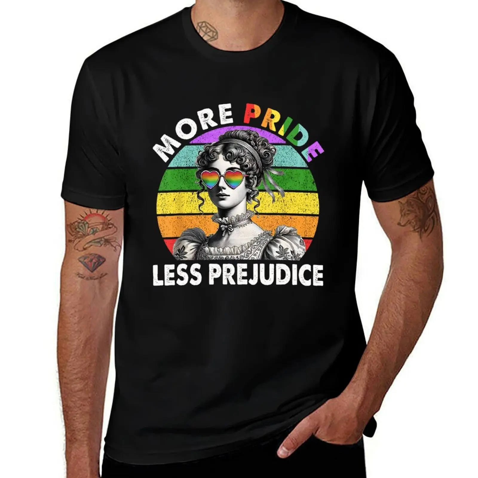 

More Pride Less Prejudice Pride Month LGBTQ Gay Lesbian T-Shirt t shirt for man 100 percent cotton T-Shirt