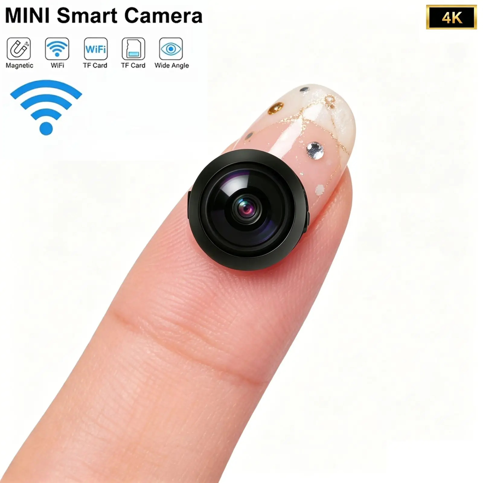 Mini Portable Micro Security Camera, Small Wireless Mini Monitor Device with Infrared Night Vision, Motion-Triggered Recording. Suitable for Home, Store, Garage, Warehouse, Car and Indoor Security Protection. Cloud Storage and SD Card Dual Storage.