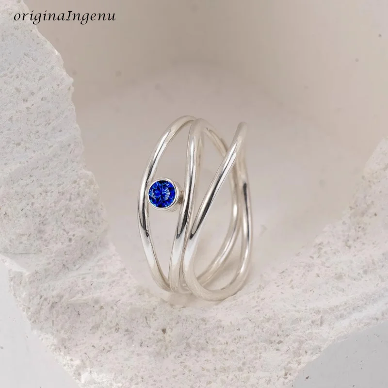 925 Silver Sapphire Ring Handmade Start Ring Minimalism Jewelry Hypoallergenic Tarnish Resistant Jewelry Exquisite Women Ring