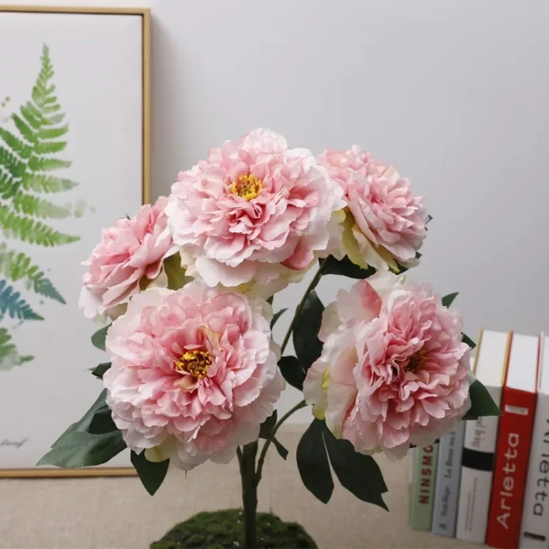 Simulation five Peony Silk Flowers Bouquet Home Living Room Table Decoration Wedding Decoration Artificial Flowers Fake Flower