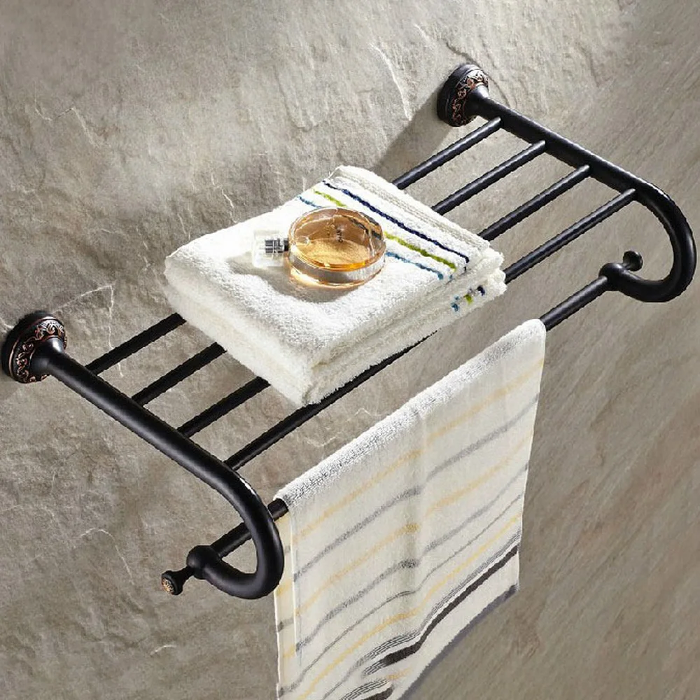 

Black Oil Rubbed Brass Bathroom Wall Mounted Clothes Bath Towel Racks Shelf Holder 2ba463