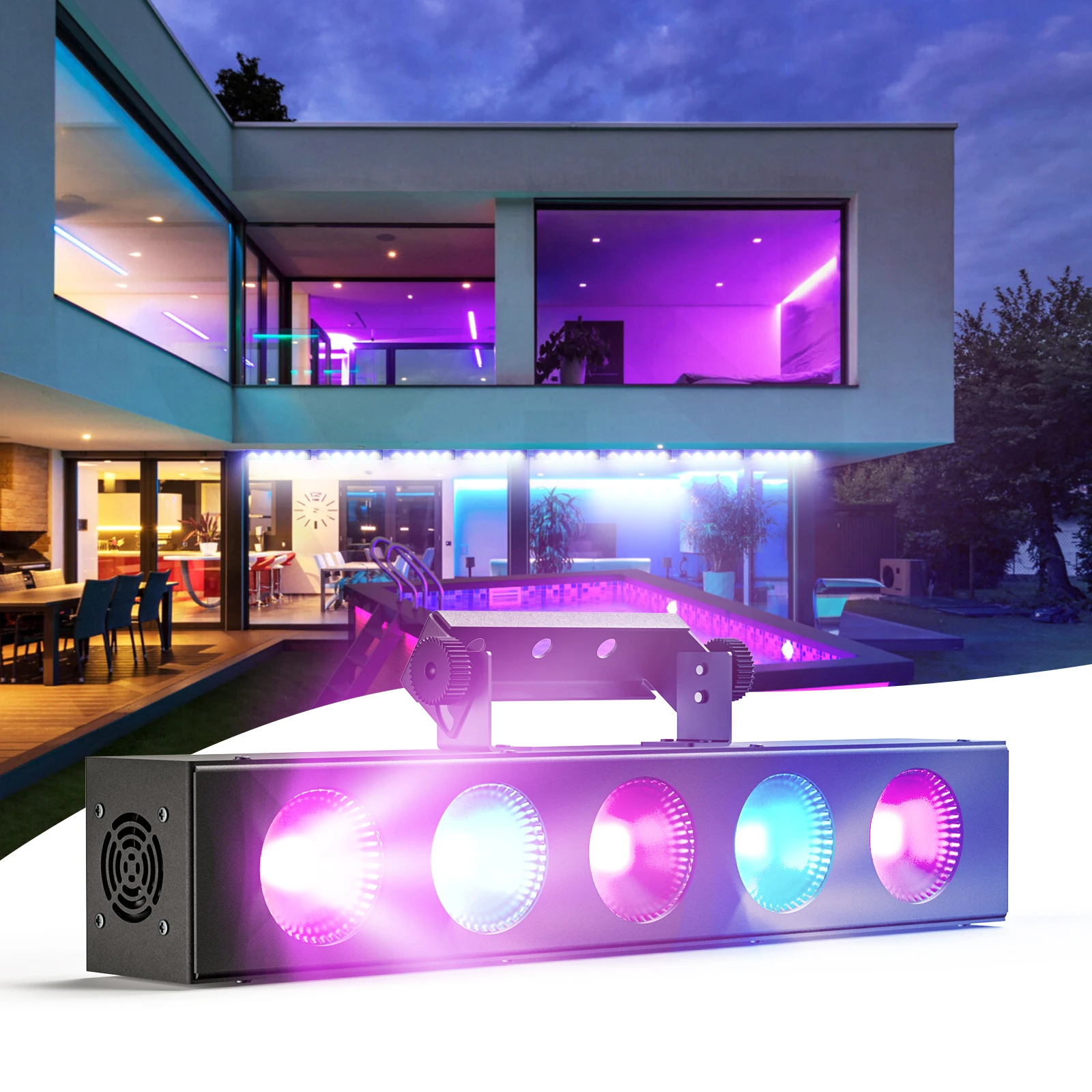 

GEFENSI Five-eye COB Matrix Lamp Par Light 5 LED RGBW DMX Wall Wash Lamp Outdoor Stage Light Effect For Dance Bar Holiday Weddin