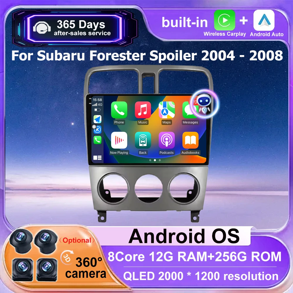Android 16 Auto For Subaru Forester Spoiler 2004 2005 2006 2007 2008 Car Radio Multimedia Player GPS Navigation Stereo 4G BT DSP