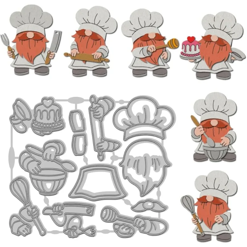 Cook Gnome Metall Carbon Stahl Stanzformen Kochen Zwerg Stanzformen Schablone für DIY Handwerk Grill Gnome Hintergrund Metall