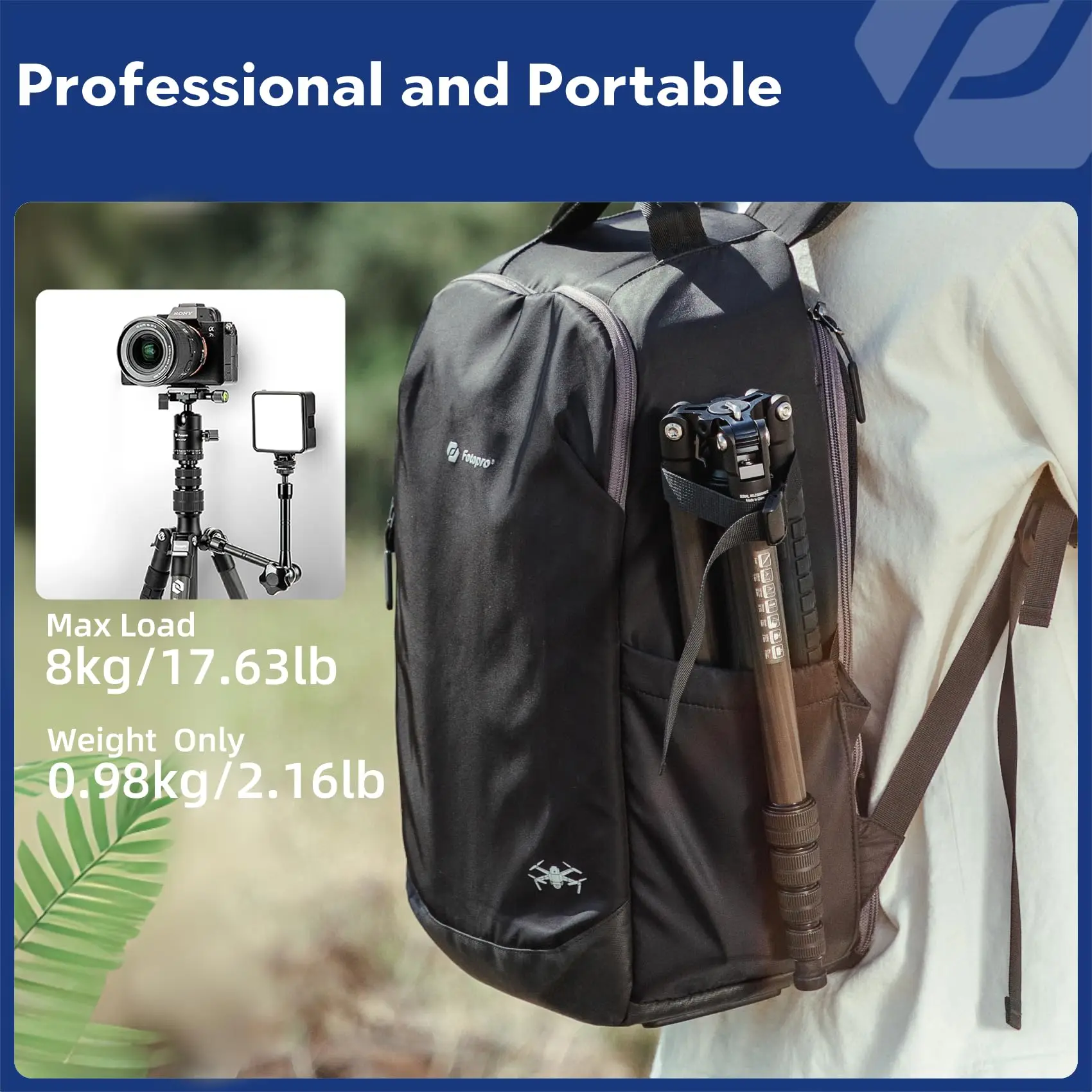 Fotopro 59-дюймовый дорожный штатив из углеродного волокна, компактные штативы для камеры, съемный монопод для DSLR X-GO E2