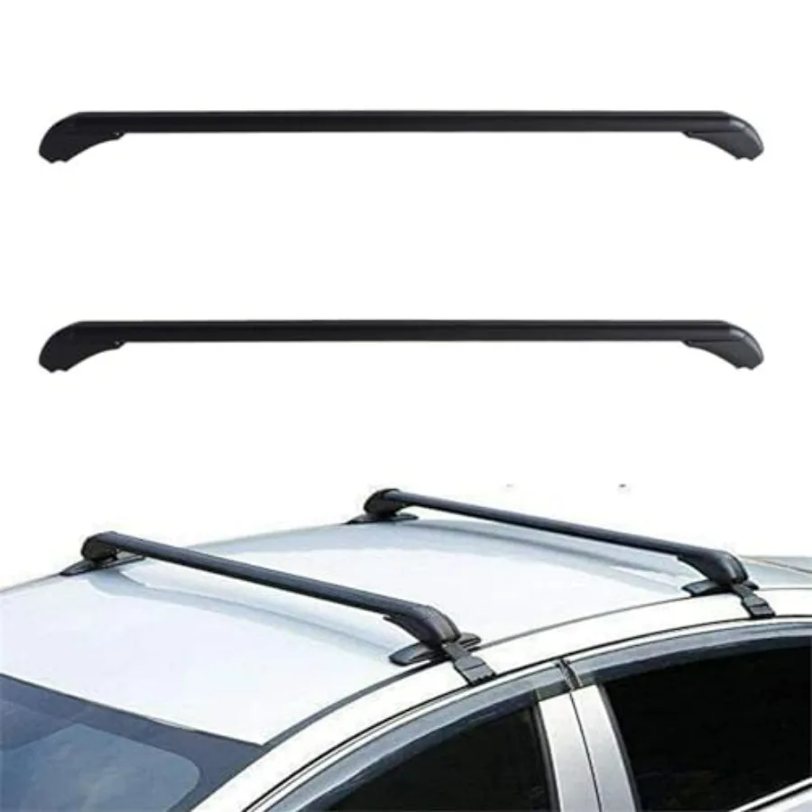 

Universal 43.3 inch Black Roof Rack Cross Bar Top Luggage Aluminum Carrier Adjustable Window Frame 2Pcs