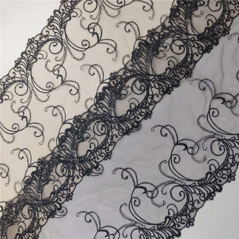 

20Yards Black Skin Double Sides Ebroidered Lace Trims For Sewing Cloth Accessories Lingerie Bra Dress DIY Fabrics