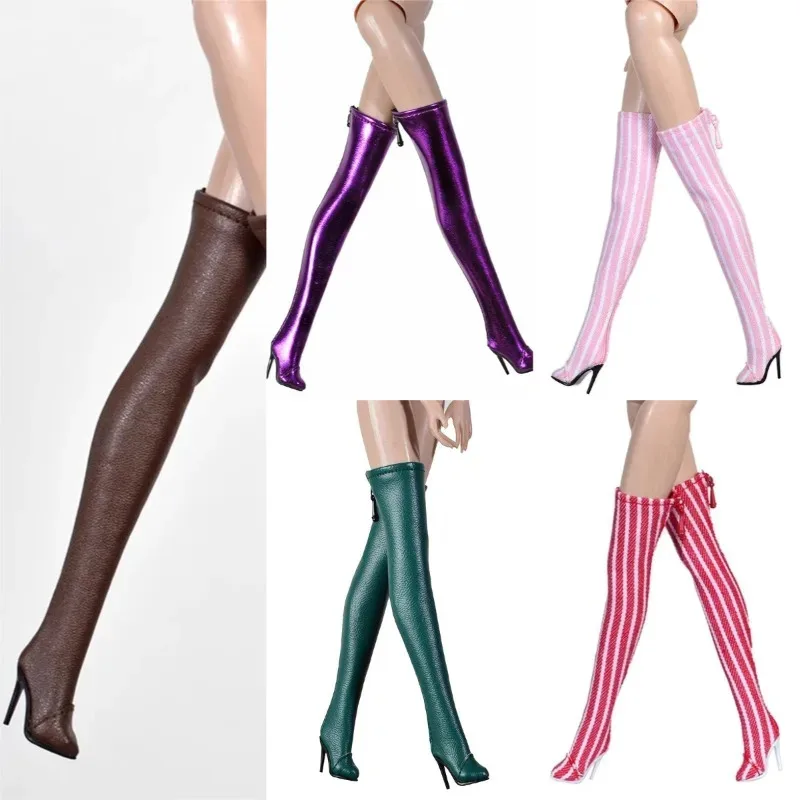 

Длинные сапоги в масштабе 1/6, обувь на шпильке с полосатым принтом, модель для MUSES OwenSu/JAMIEshow, аксессуар для куклы