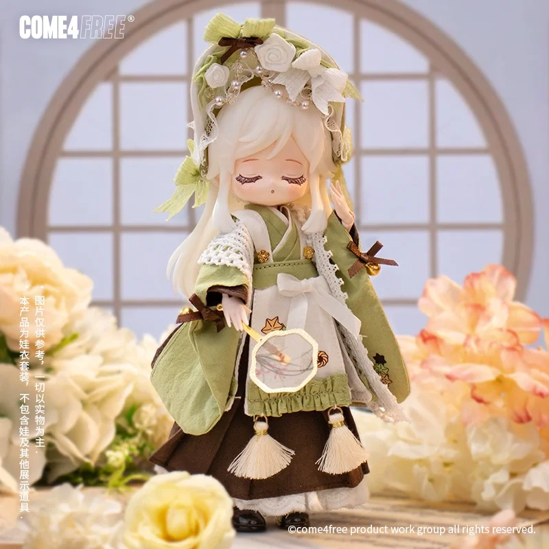 COME4FREE 말차 드레스 의상 세트 1/12 BJD 인형 디저트 시리즈 OB11 인형 의류 액세서리 취미용