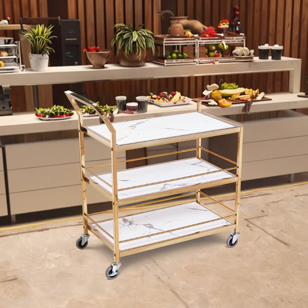

Commercial Mobile Cart-Three-Story Stainless Steel Dining And Beverage Car For Hotel Service And Restaurant Use