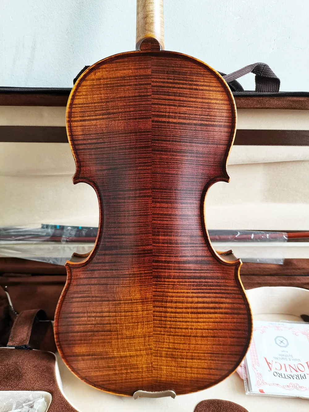 Natural dense flame 100% handmade violin Maple back panel, side panel, spruce panel brown coffee violino with case brazilian bow