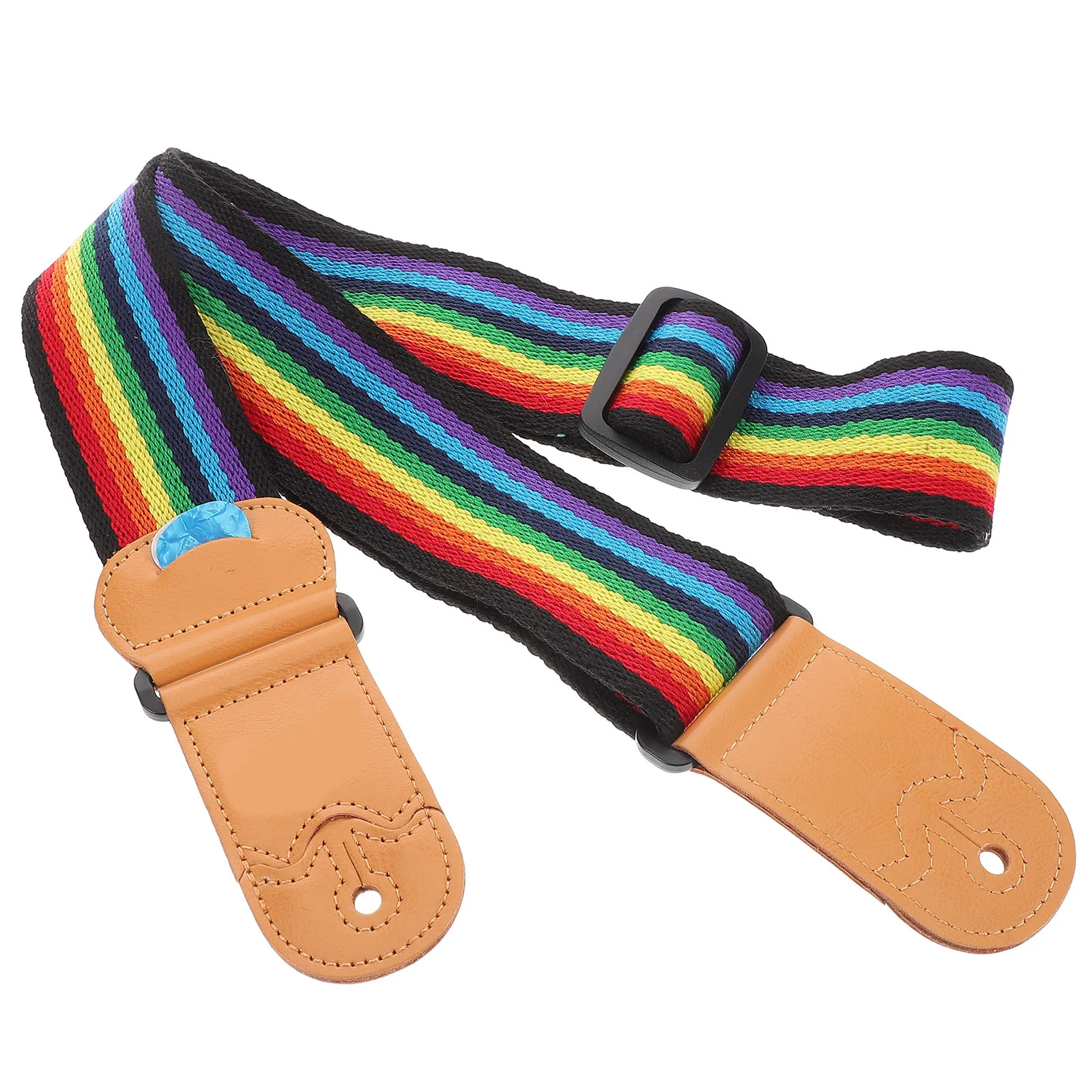 

Rainbow Stripe Guitar Strap Wide Comfortable Design Adjustable Length for Acoustic Electric Bass Guitars Shoulder Straps Men