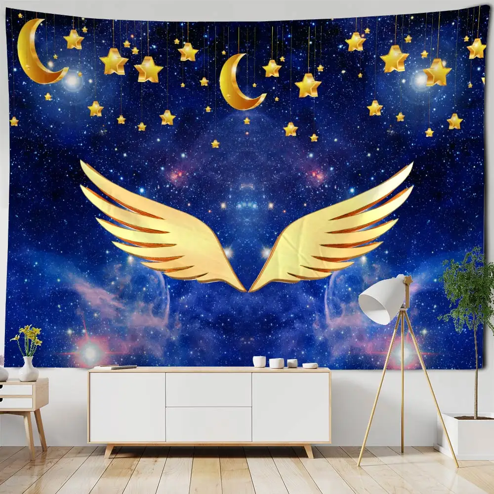 

Fantasy Wings Tapestry Wall Hanging Galaxy Universe Background Fabric Bohemian Hippie Living Room Bedroom Wall Decoration