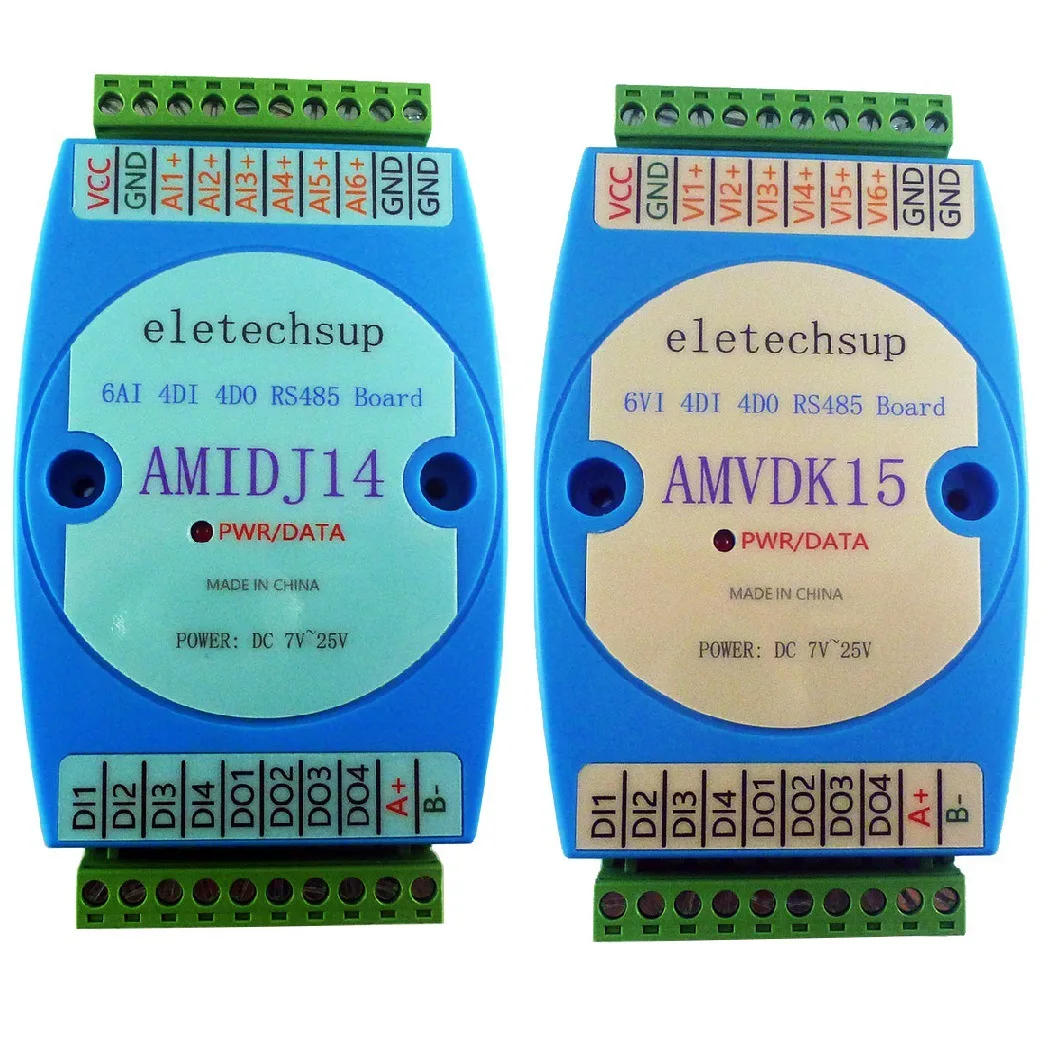 IO Expansion Board 4/6 Channel 4-20MA 0-10V Current Voltage Analog Input & 4ch NPN DI-DO RS485 Modbus RTU PLC HMI PC Text Editor