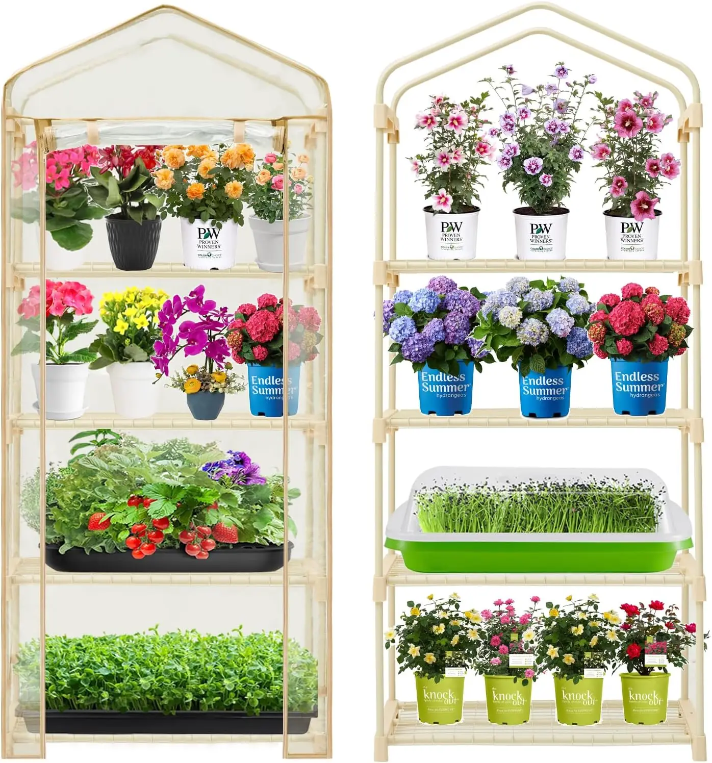 

Garden 4-Tier Greenhouse – for Indoor Outdoor Gardening Hot House w/ Zippered Cover and Metal Shelves for Growing Vegetables, Fl