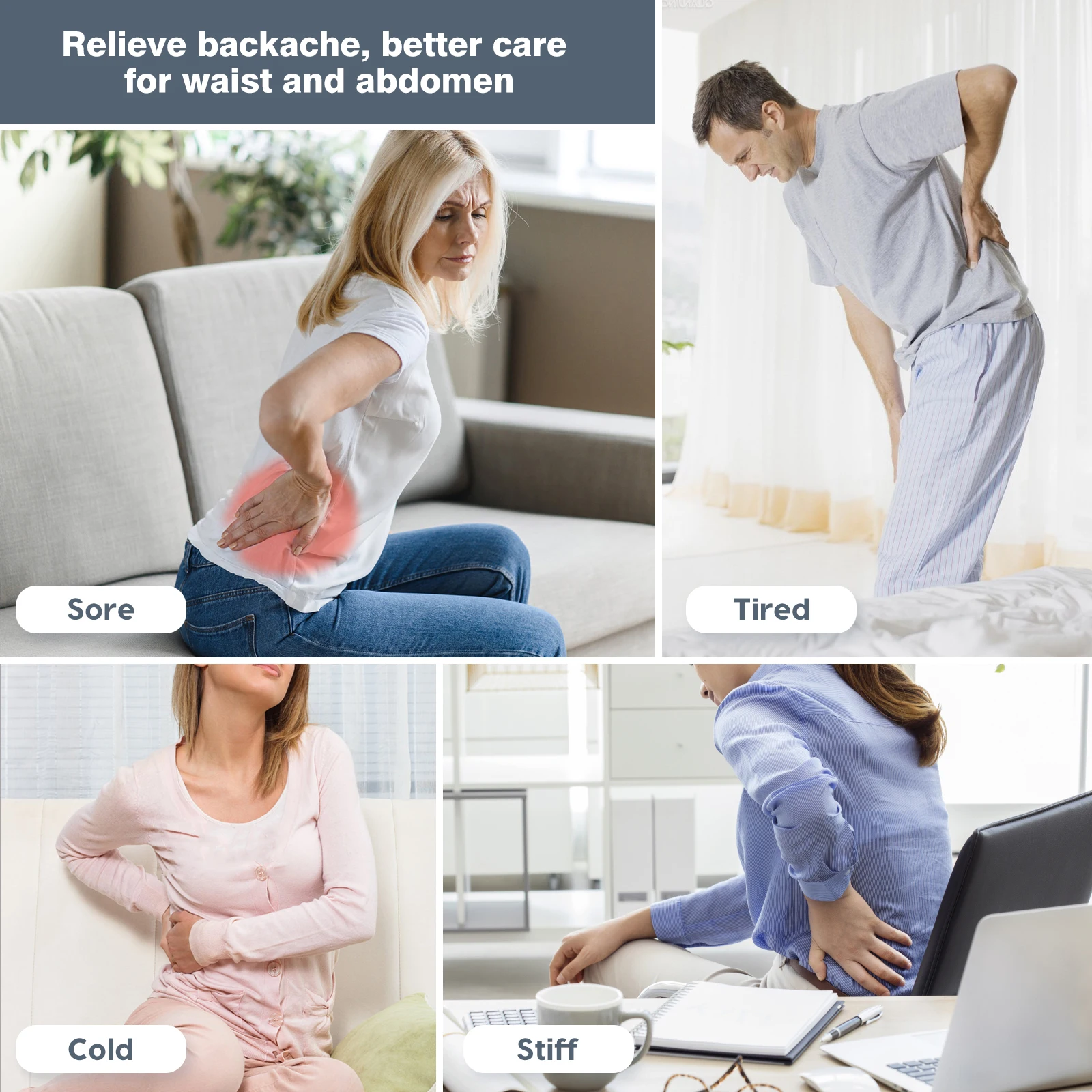 

Heated Lumbar Support Belt Self Heating Warm Brace Adjustable Composite Cloth Waist Protection Fitness Pain Relief