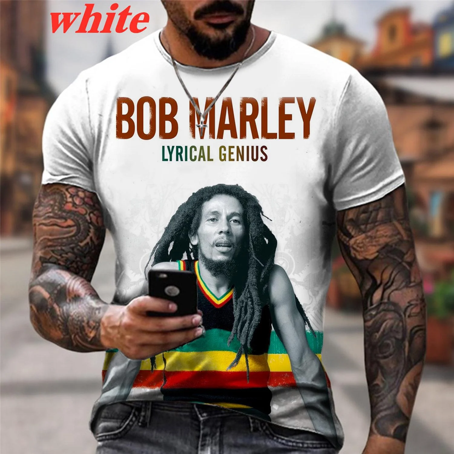 2023 Summer Men\'s T-shirts Cool Rock Bob Marley 3d Print O-neck Short Sleeve Street Hip-hop Shirt Oversized Tops Men Clothing