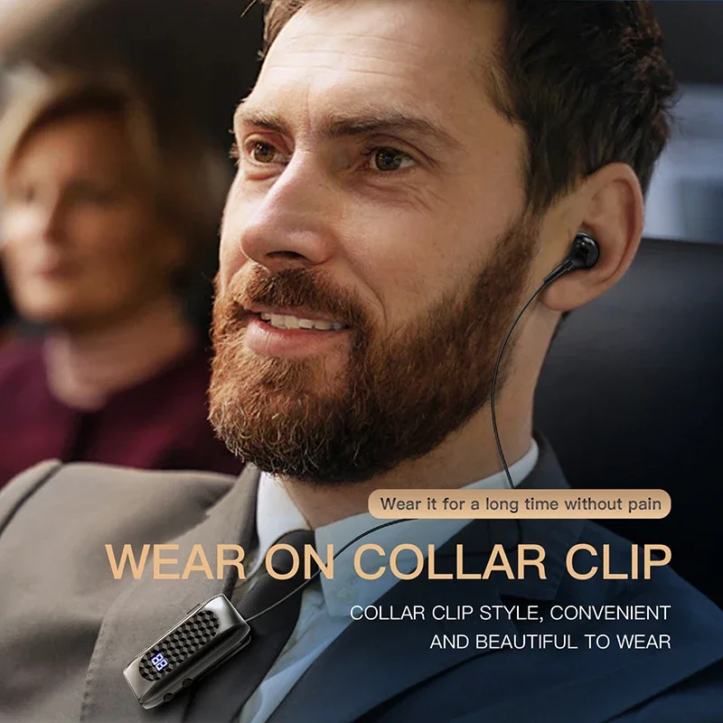 Бизнес-наушники Lavalier с Bluetooth 5,2, время разговора/прослушивания музыки 20 часов, цифровой дисплей, беспроводные наушники с шумоподавлением