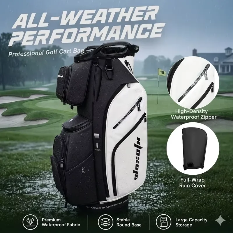Waterproof Lightweight Golf Cart Bag 14 Way Divider PU Leather Club Organizer Custom OEM Stand Carry Travel Storage for Men