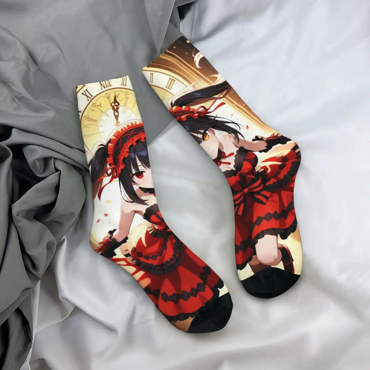 

All Seasons Crew Stockings Tokisaki Kurumi Date A Live Anime Socks Fashion Long Socks for Men Women Valentine's Day Gifts