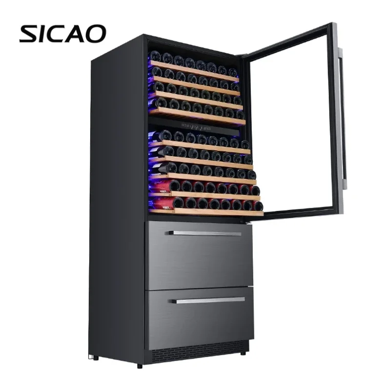 Outdoor Foldable Integrated Built-In Drawer Refrigerator Beverage Wine Cabinet Cooler with Light