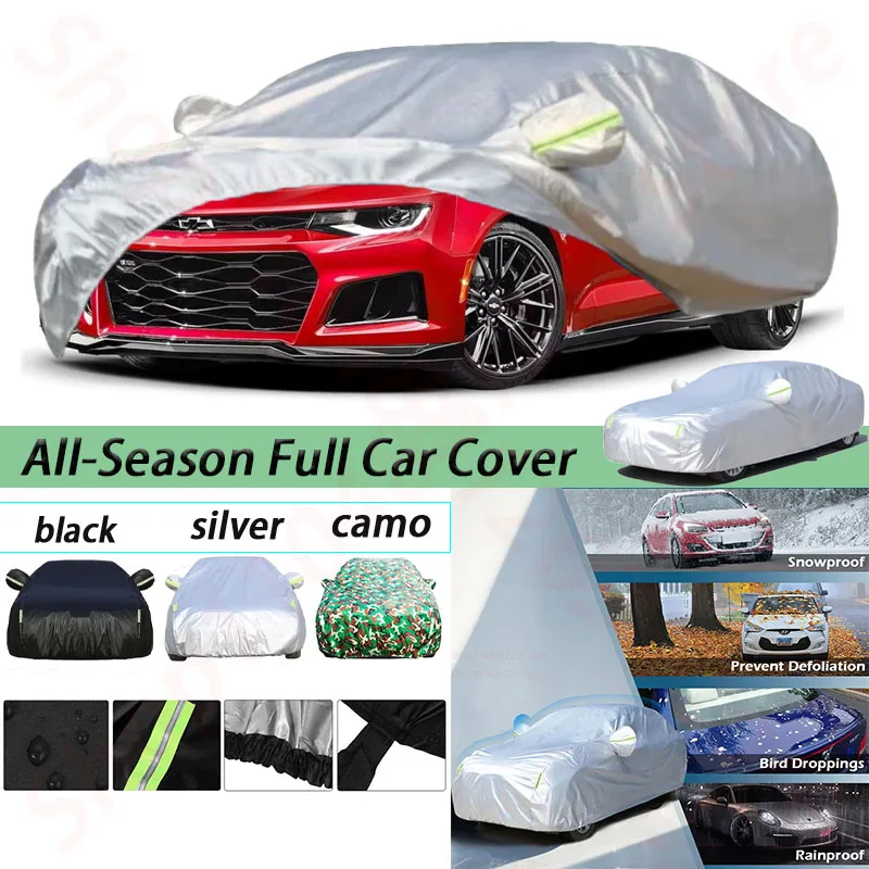 

Waterproof Car Cover Fit 2010-2024 Chevy Camaro Windproof Bands for Snow Rain Dust Hail Protection with Reflective Strip