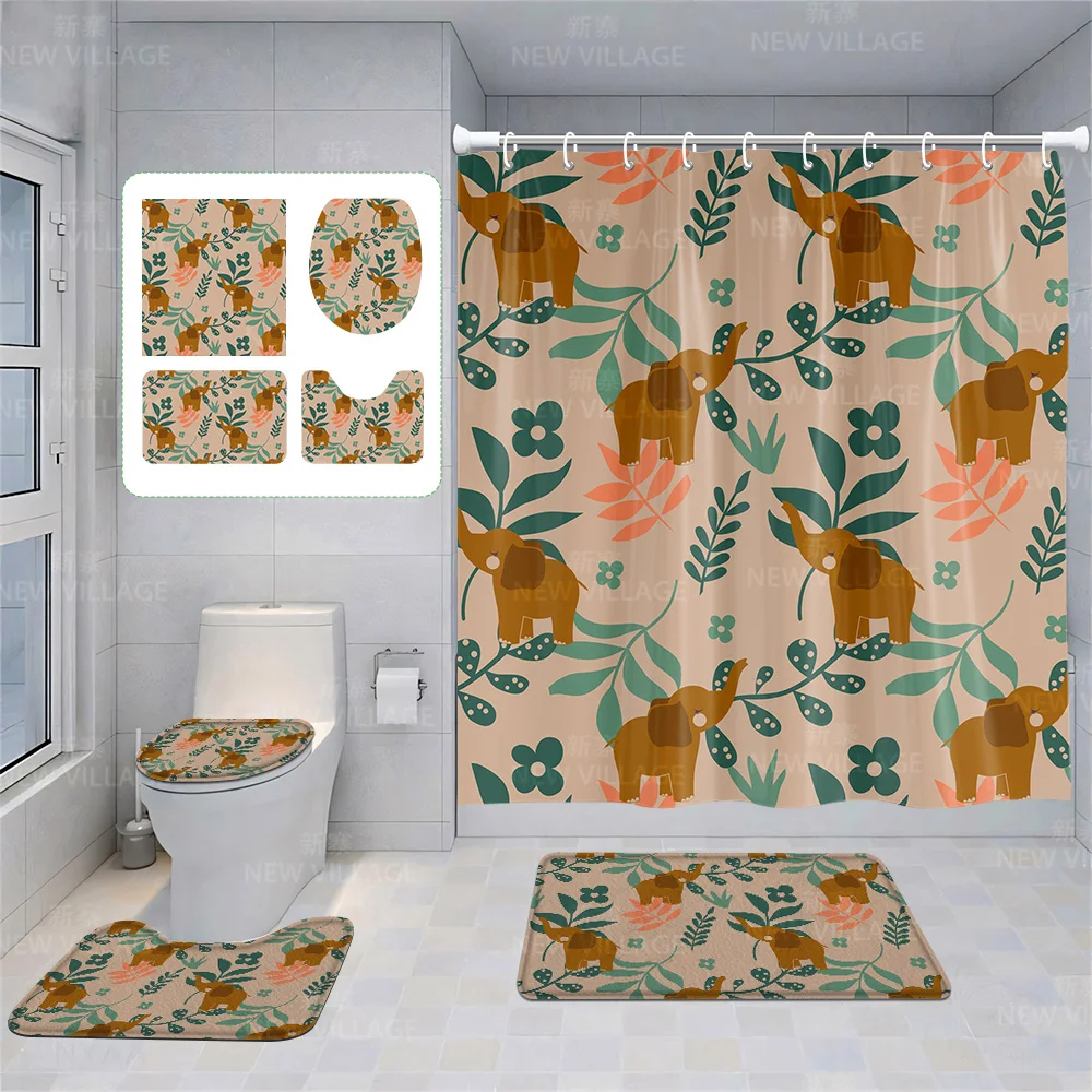 Huis Douchegordijnen Badkamer Decora Waterdichte Stof Antislip Badmat Waterabsorptiegordijn Modern Nordic Schattig Dier