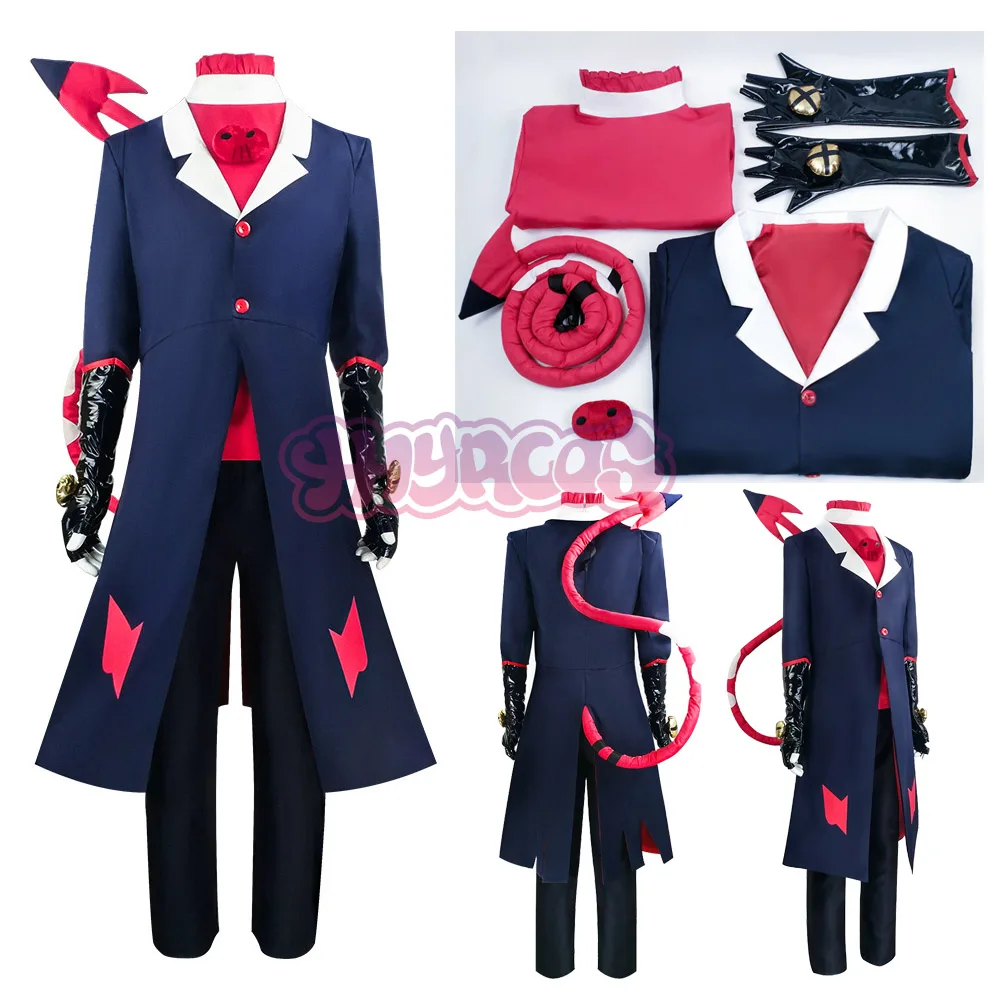 Anime Helluva Boss Blitzo Cosplay Costume HavingTail Party Uniform Suit with Tail Halloween Outfit for Men Women Custom Prop