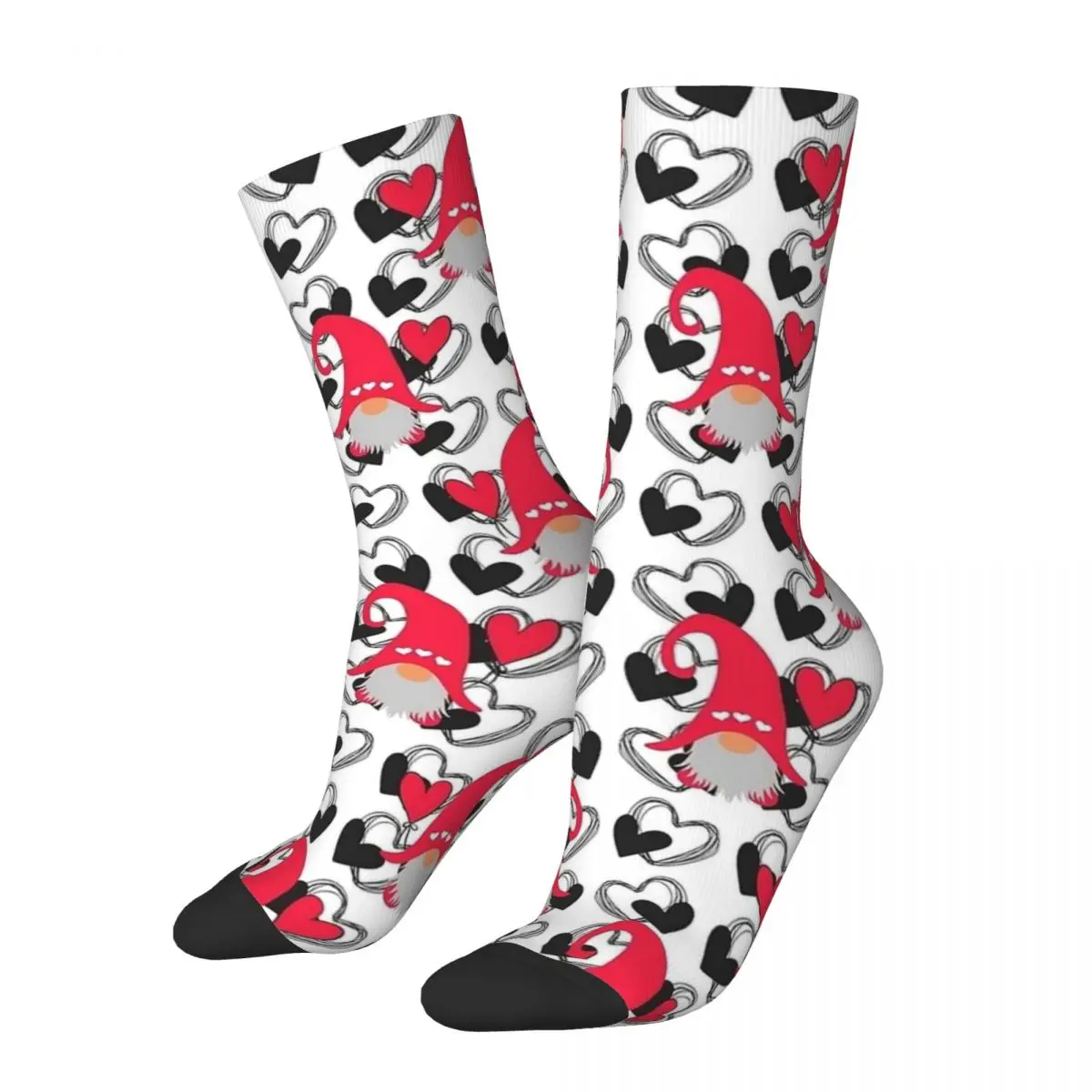 Gnomes With Heart Background Socks Love Gifts for Valentines Day Stockings Winter Non Skid Couple Socks Soft Skateboard Socks