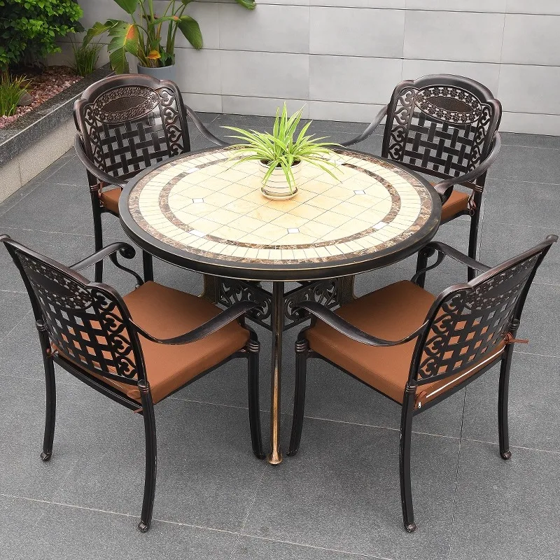 

Outdoor tables and chairs, courtyard, garden, tile outside, wrought iron waterproof and sunscreen, cast aluminum leisure terrace