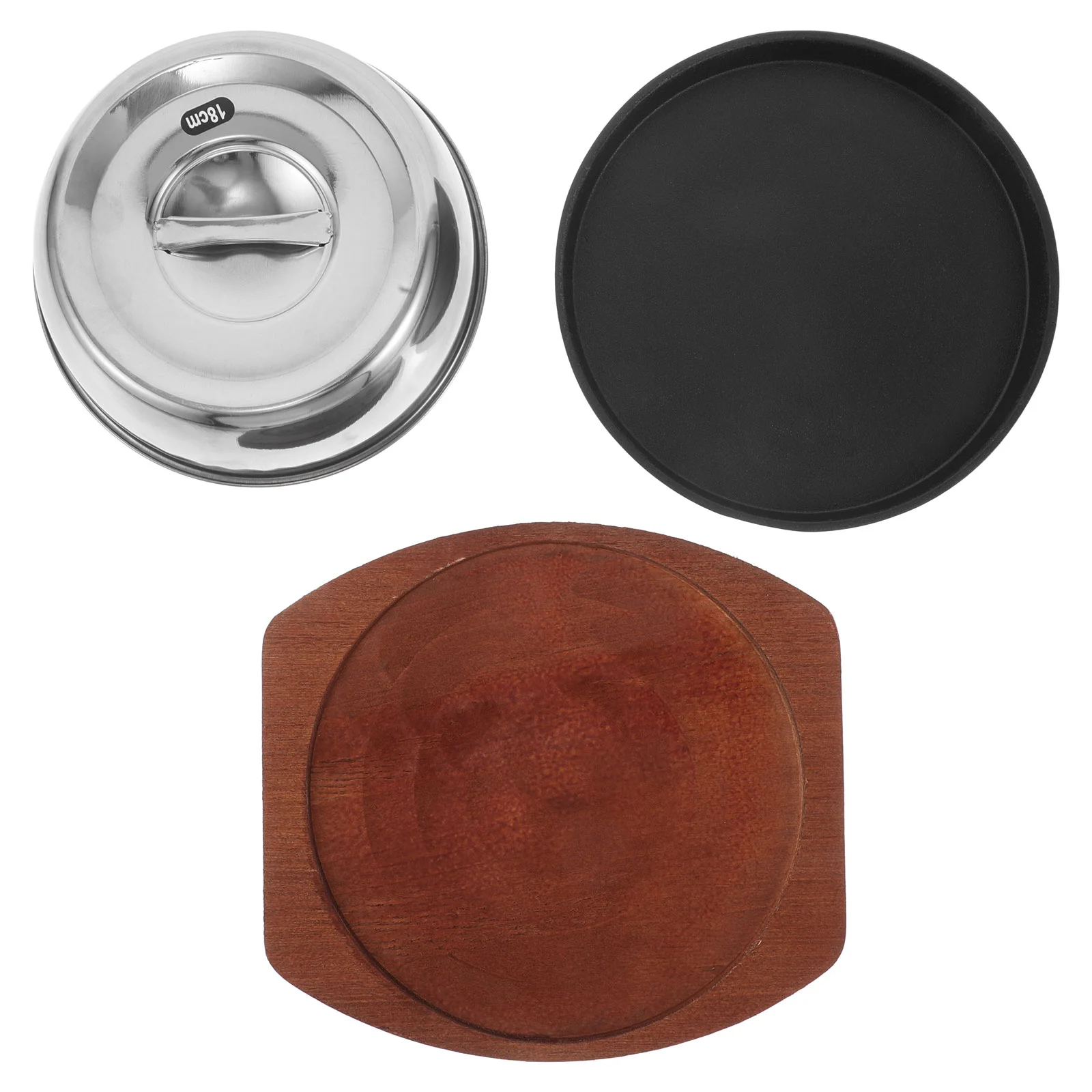 

Steak Plate Frying Pan Plates for Eating with Cover Black Cast Iron Skillet Grill Griddle