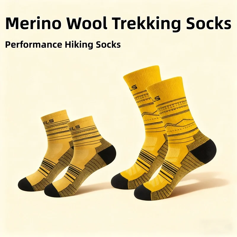 

Походные носки унисекс из мериносовой шерсти — бесшовные дышащие усиленные арки, амортизирующие треккинговые носки с защитой от блистеров