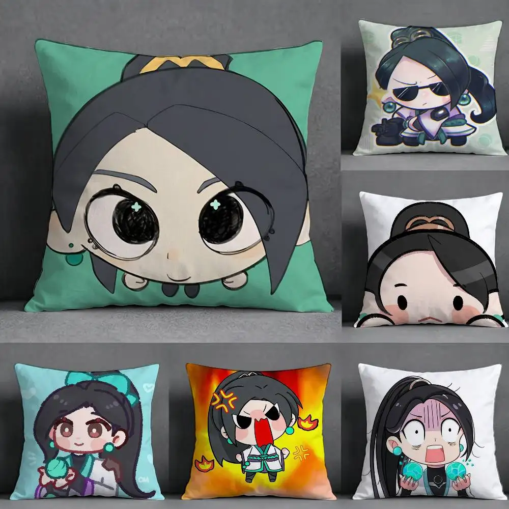 Game Valorants Sage  Square Double-Sided printed Pillow Case Bedroom Bedside Pillow Sofa Cushion Cover