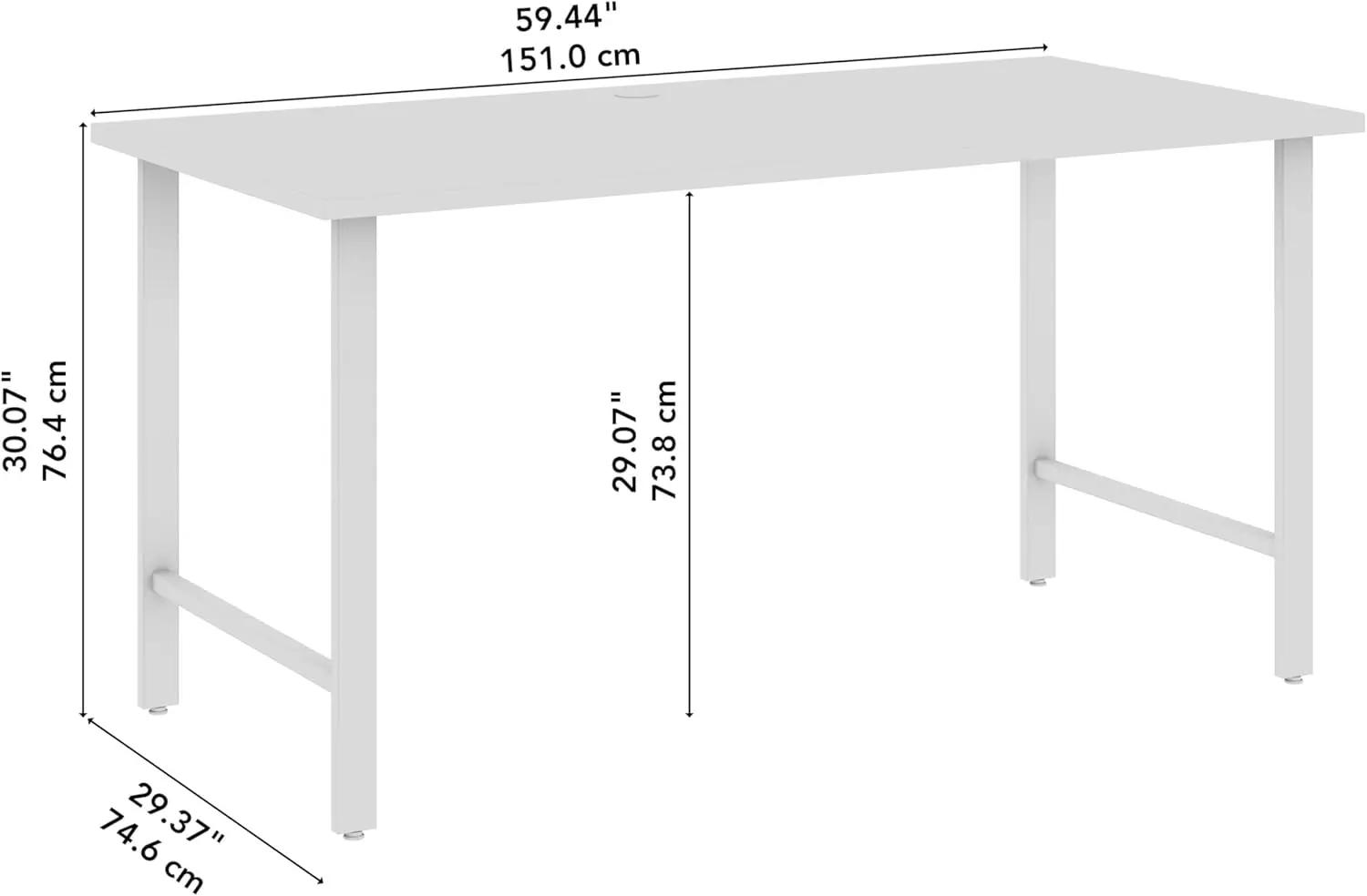 Drukte 60W X 30d Computerbureau Met Metalen Poten In Natuurlijke Iep, Modulaire Kantoortafel Voor Thuis En Professionele Werkruimte