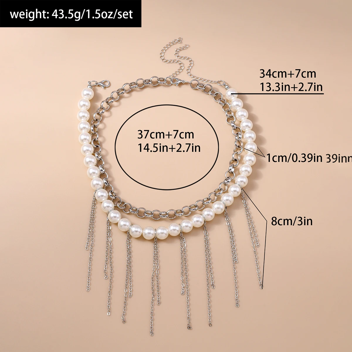 Aihua Mehrschichtige Lange Quasten-Imitationsperlen-Halskette für Damen, Modische Perlen-Choker-Ketten, Y2K Hochzeitsschmuck Geschenke – Detail 7