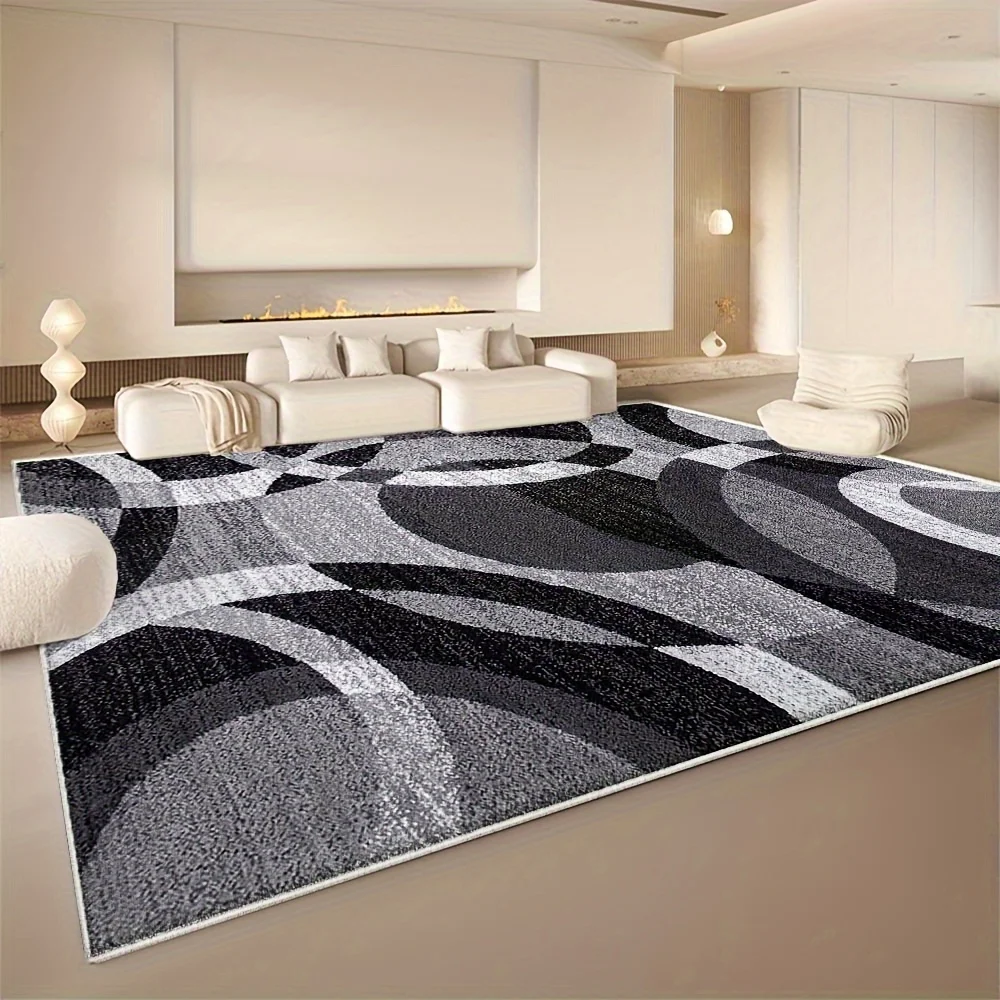VIKAMA Modern Geometric Rug Stain-Resistant & Non-Slip Bedroom Entrance & Bedside Mat Living Room Sofa Rug Home Decor