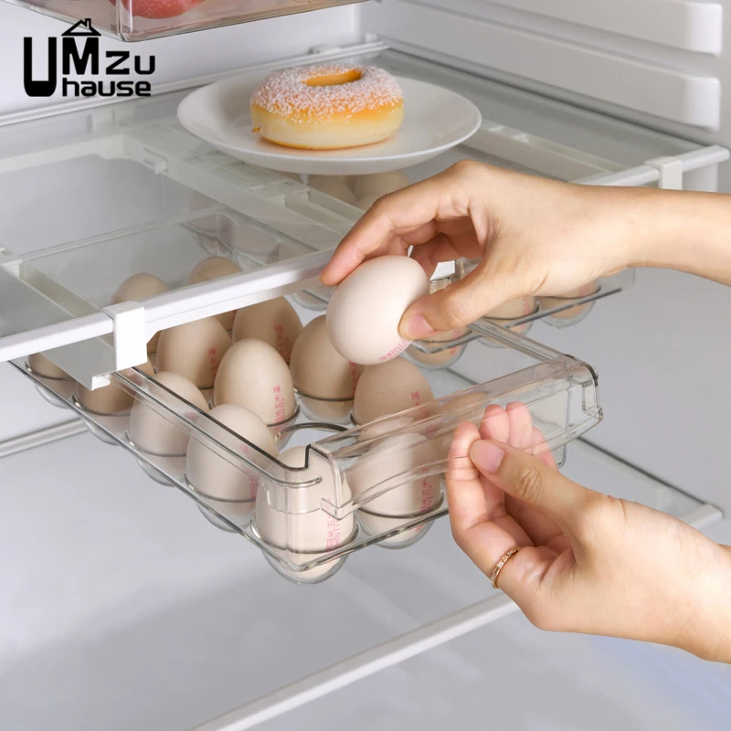 Eggs Drawer Box Fridge Slide Tray Food Storage Case Refrigerator Clear Holder Adjustable Hanging Shelf Kitchen Pantry Organizers