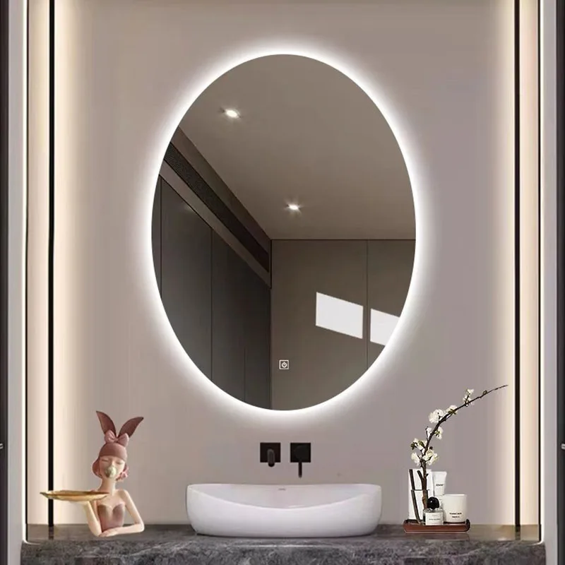 Espejo De baño ovalado inteligente con luz LED Espejos moderno minimalista montado en la pared espejo luminoso desembaciante Espejos De Baño