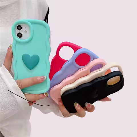 Korean Candy Color Love Heart Wavy Case For Samsung Galaxy A05S A05 A04 A04E A51 A22 A12 A20 A50 A50S A30S A02S A03S A21S A11