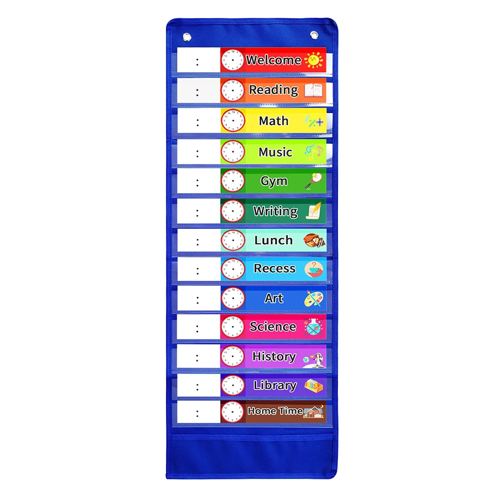 

Daily Schedule Pocket Chart School Classroom Home Oxford Cloth Kids Calendar Hanging Bag Door Wall Mount Schedule Pocket