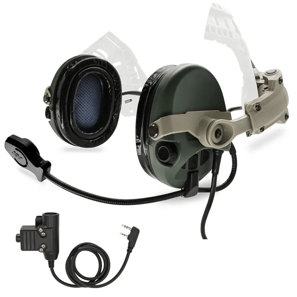 

HEARIN TACTICAL SORDIN Tactical Headset Electronic Earmuffs Airsoft Shooting Headset for ARC Helmet Rail with Tactical U94 PTT